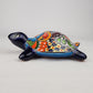 Blue Mexican Ceramic Turtle Figurine 9.5" – Talavera-Style Folk Art Décor