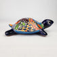 Blue Mexican Ceramic Turtle Figurine 9.5" – Talavera-Style Folk Art Décor