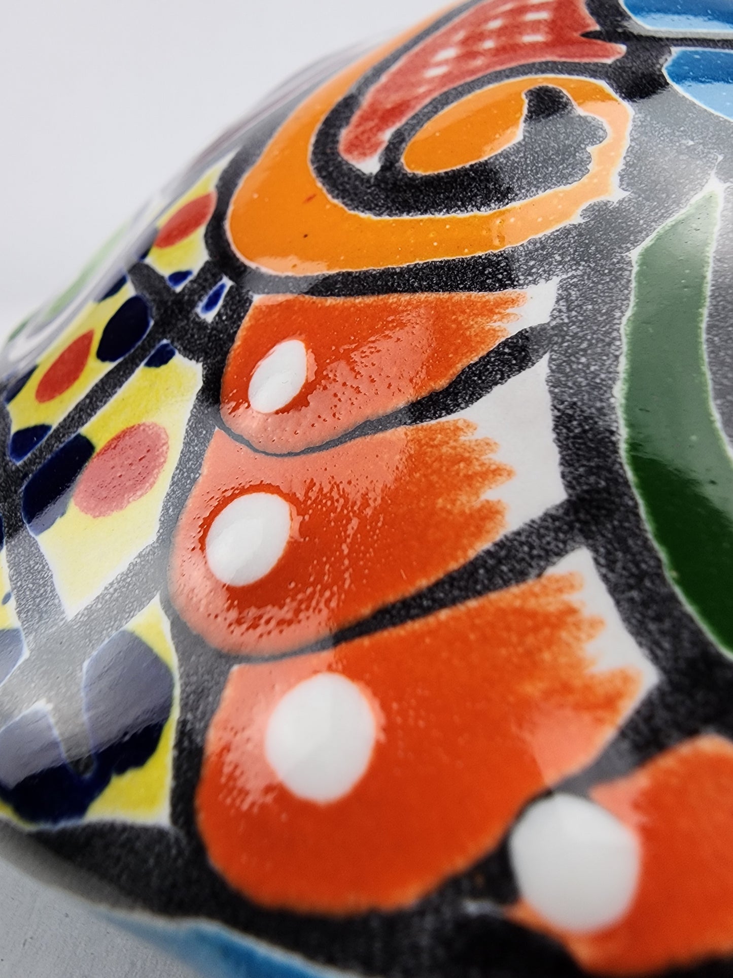 Blue Mexican Ceramic Turtle Figurine 9.5" – Talavera-Style Folk Art Décor