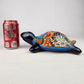 Blue Mexican Ceramic Turtle Figurine 9.5" – Talavera-Style Folk Art Décor