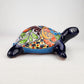 Blue Ceramic Turtle Figurine 11" – Talavera-Style Mexican Folk Art