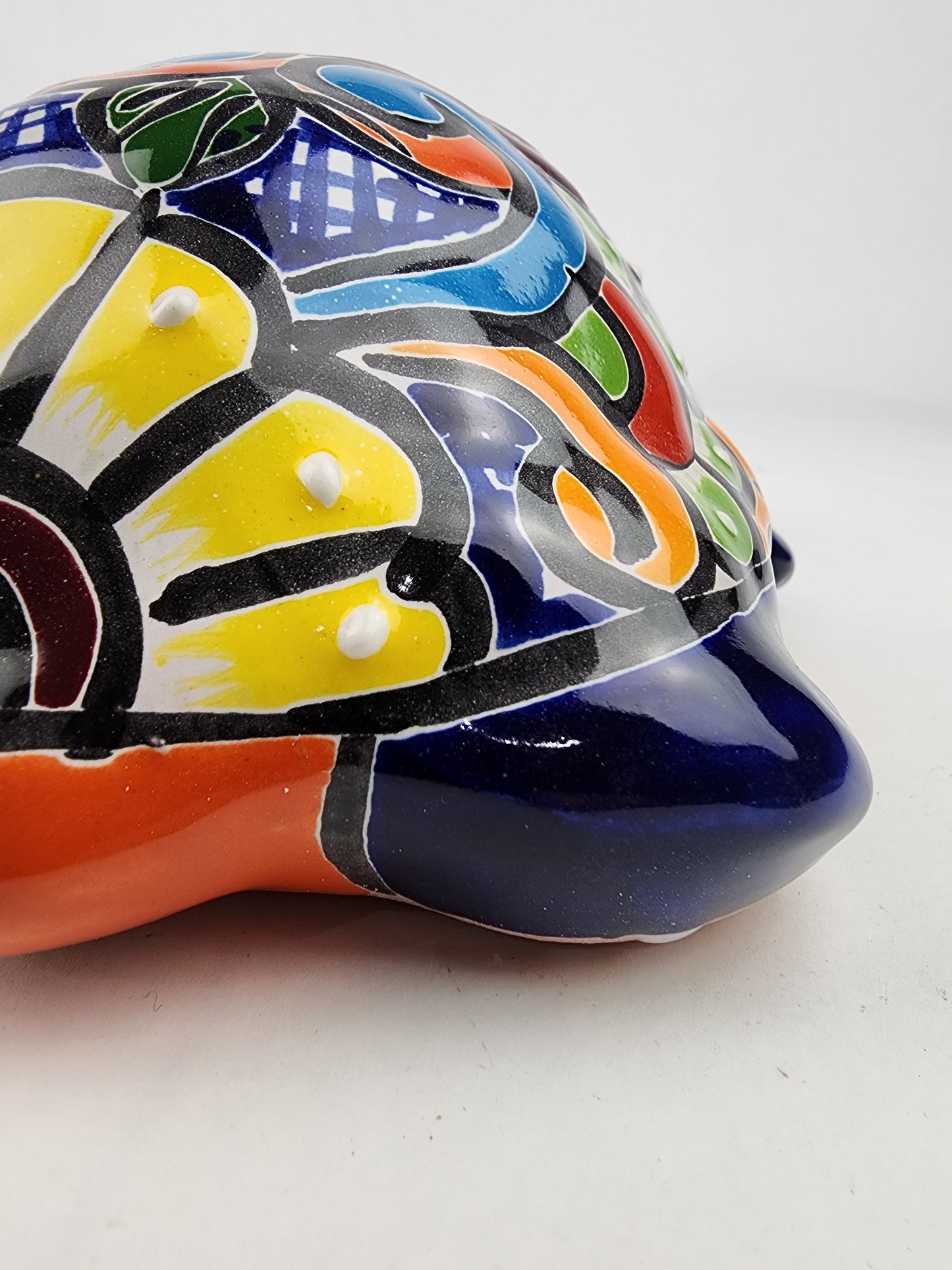 Talavera-Style Ceramic Turtle Figurine 8.5" – Mexican Folk Art Décor