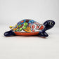 Deep Blue Talavera-Style Turtle Figurine 9.5" – Mexican Folk Art Décor