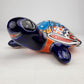 Deep Blue Talavera-Style Turtle Figurine 9.5" – Mexican Folk Art Décor