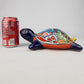 Deep Blue Talavera-Style Turtle Figurine 9.5" – Mexican Folk Art Décor