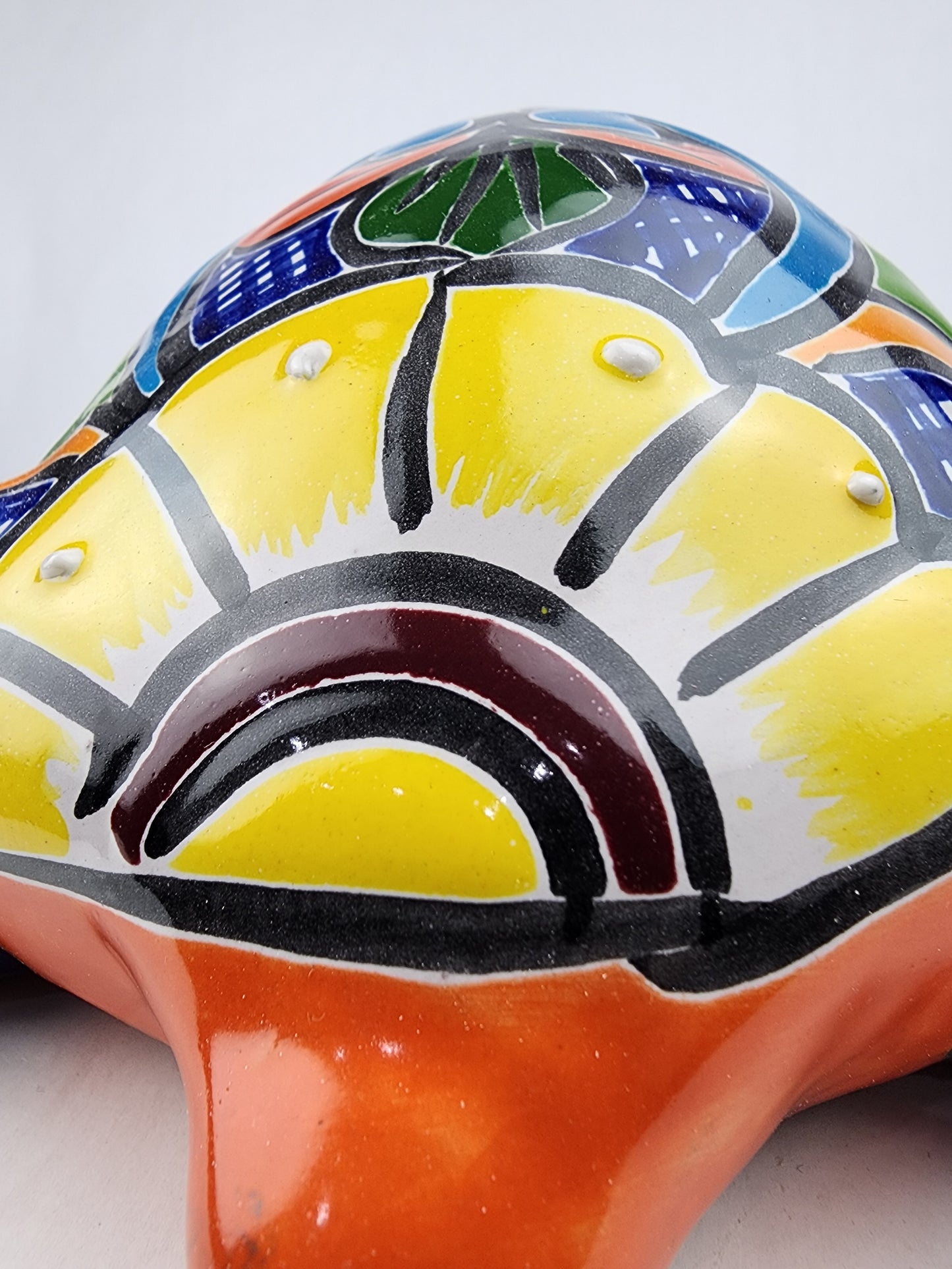 Blue Talavera Turtle Figurine 11" – Mexican Ceramic Garden Décor