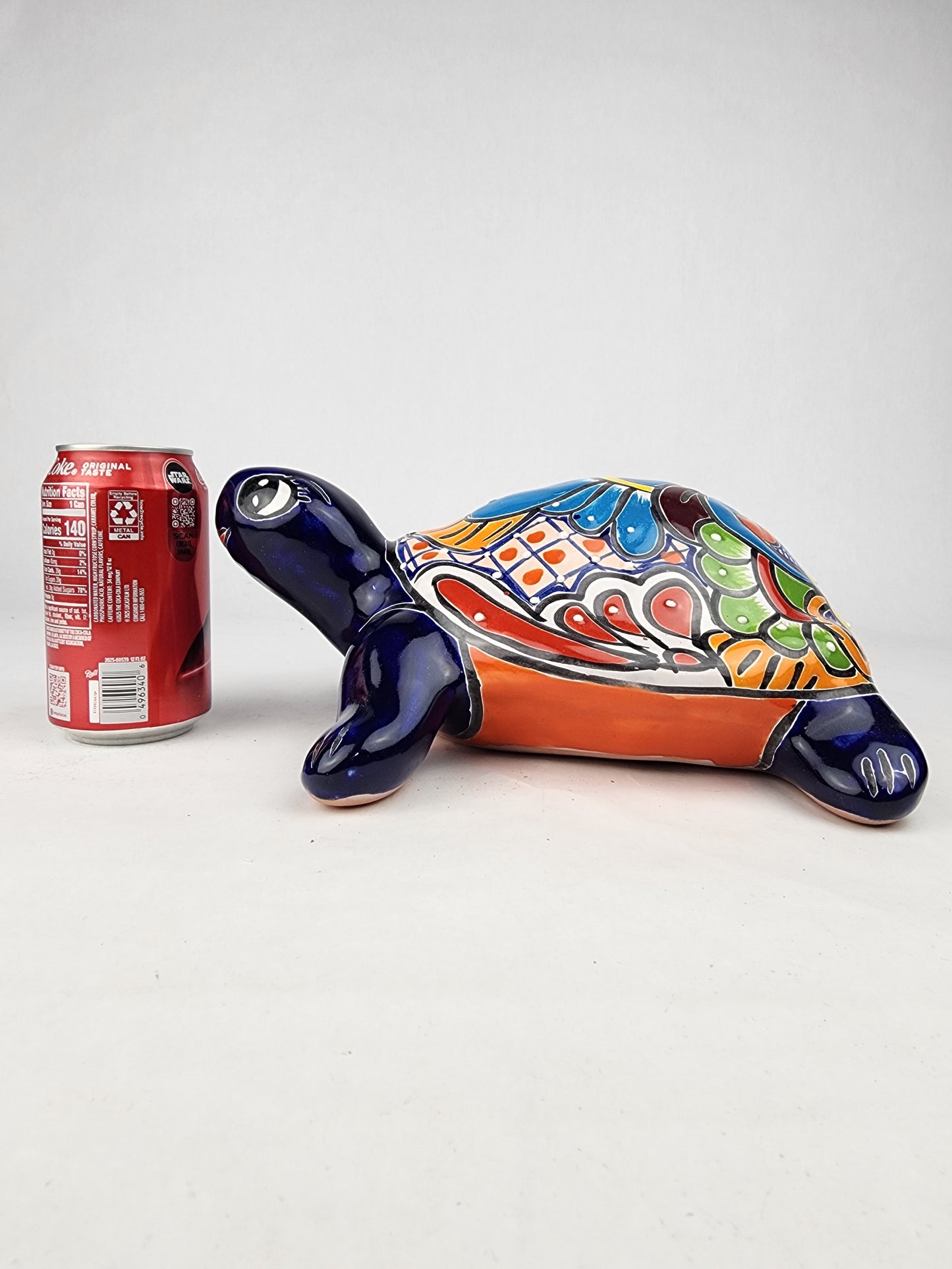 Blue Talavera Turtle Figurine 11" – Mexican Ceramic Garden Décor