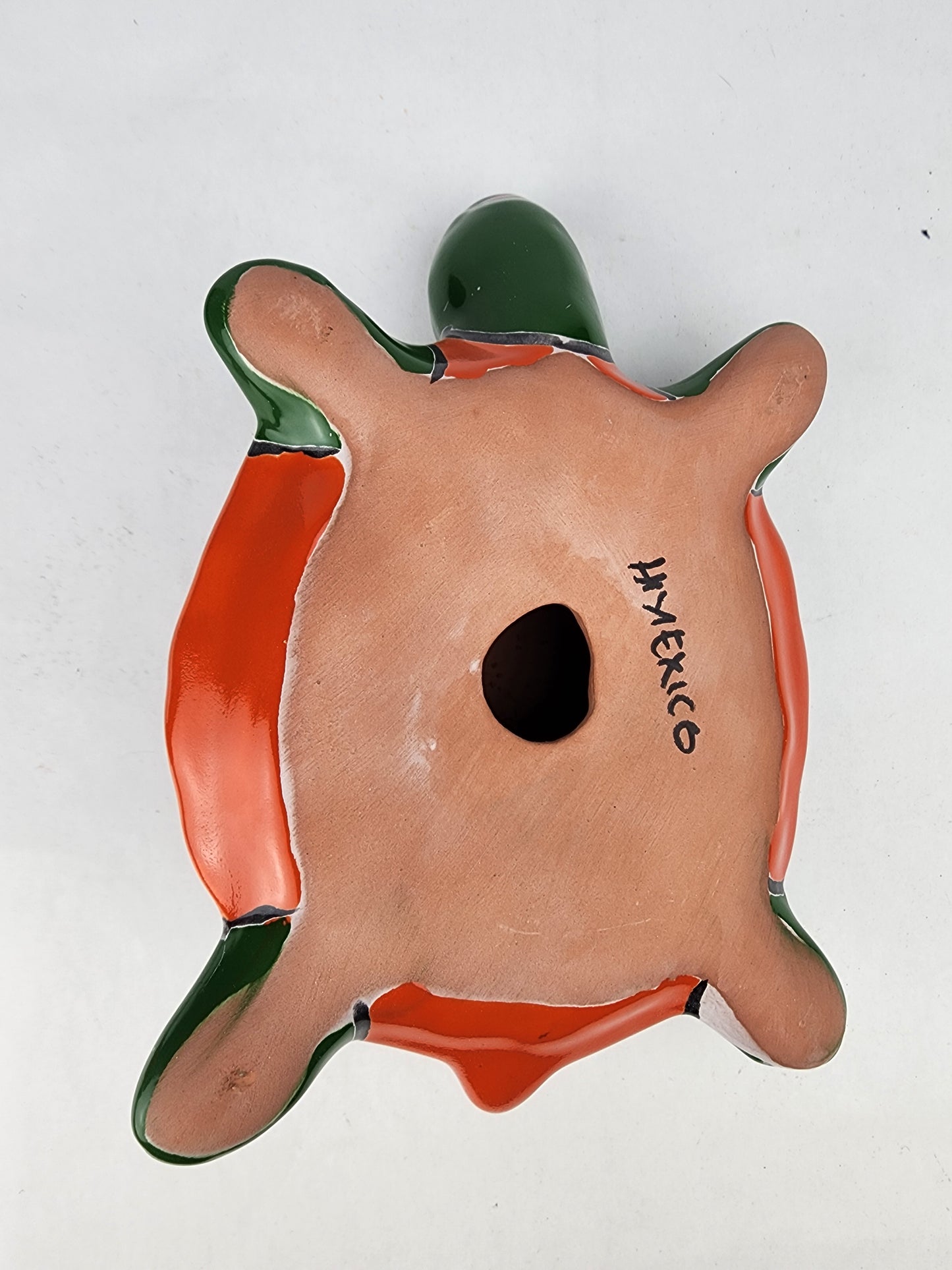 Green Talavera-Style Turtle Figurine 9.5" – Mexican Ceramic Patio Décor