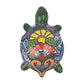 Green Talavera-Style Turtle Figurine 9.5" – Mexican Ceramic Patio Décor