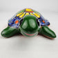 Green Talavera-Style Turtle Figurine 9.5" – Mexican Ceramic Patio Décor