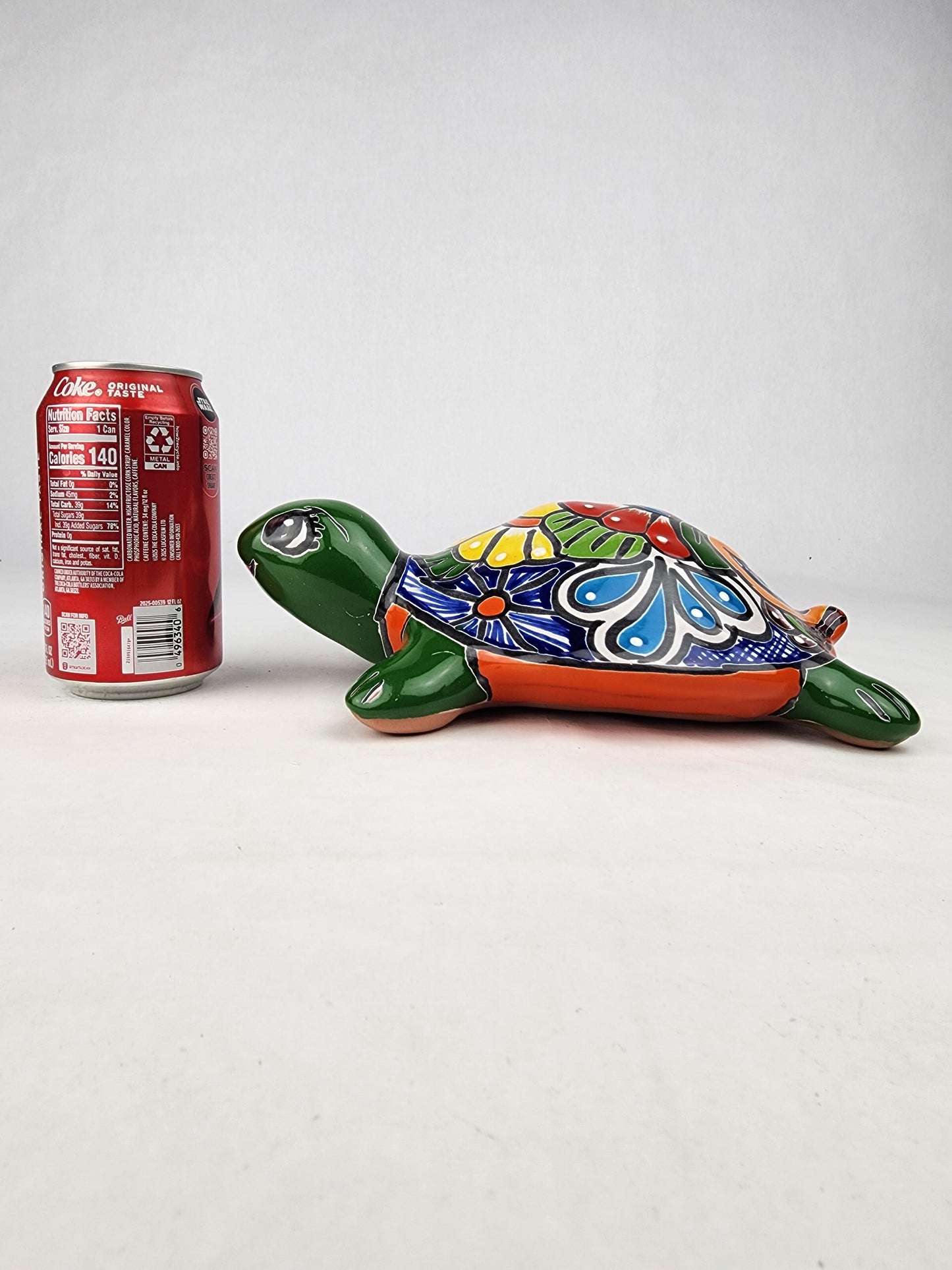 Green Talavera-Style Turtle Figurine 9.5" – Mexican Ceramic Patio Décor