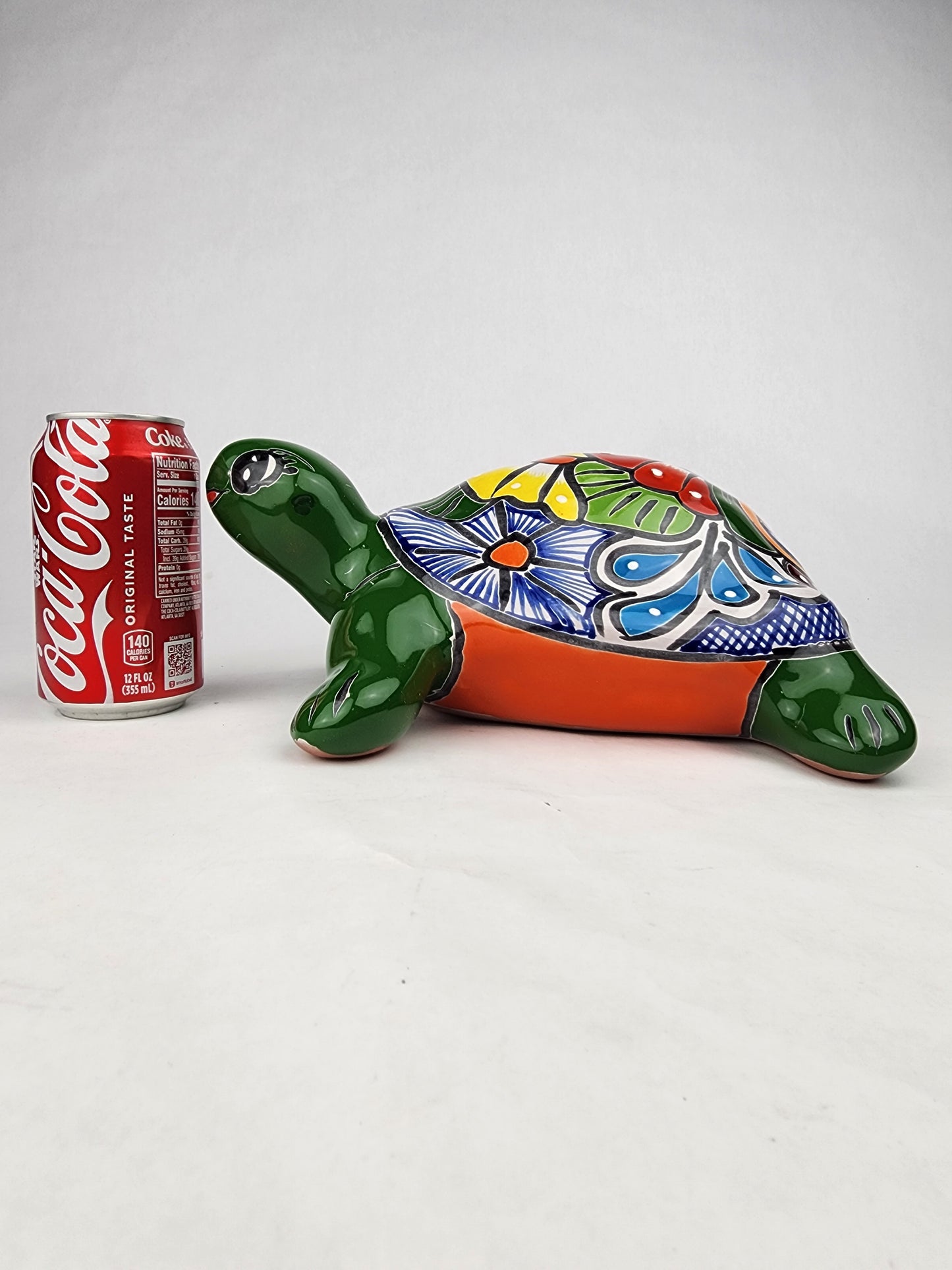 Green Talavera-Style Turtle Figurine 11" – Mexican Ceramic Patio Décor