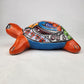 Red Orange Talavera-Style Turtle Figurine 8.5" – Mexican Folk Art Décor