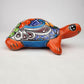 Red Orange Talavera-Style Turtle Figurine 8.5" – Mexican Folk Art Décor