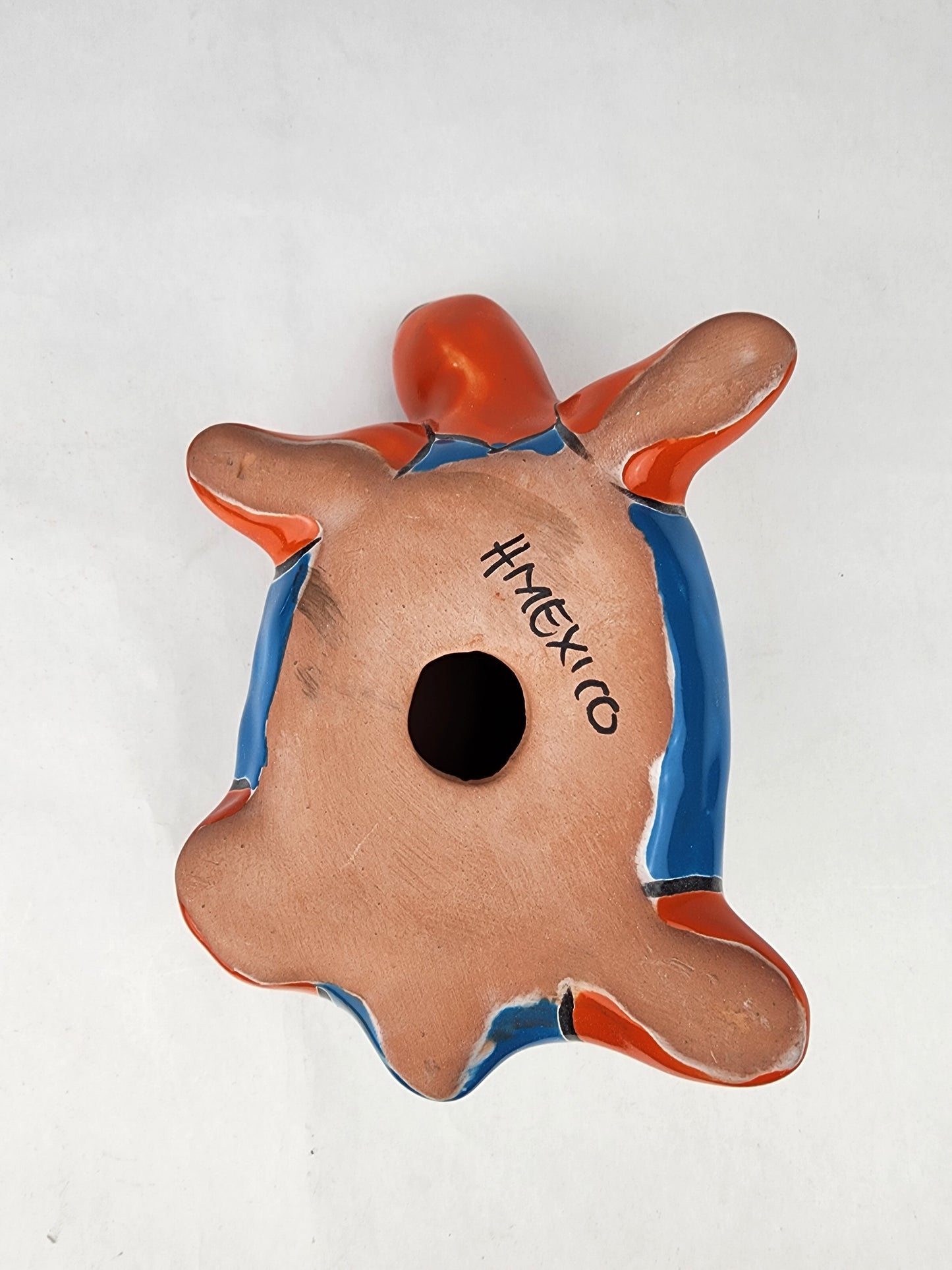 Red Orange Talavera-Style Turtle Figurine 8.5" – Mexican Folk Art Décor