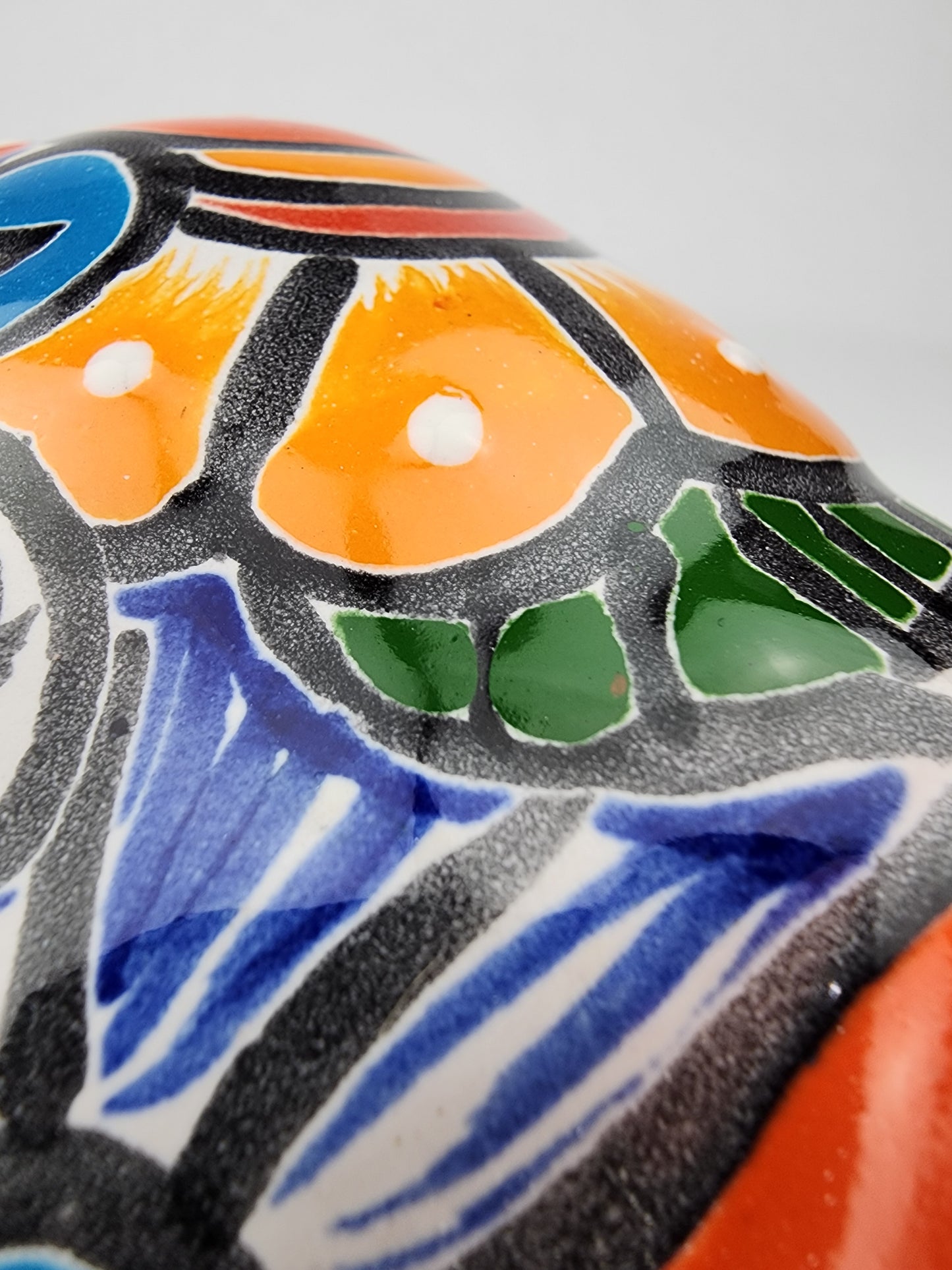 Red Orange Talavera-Style Turtle Figurine 8.5" – Mexican Folk Art Décor