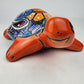 Red Orange Talavera-Style Turtle Figurine 8.5" – Mexican Folk Art Décor