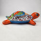 Red Orange Talavera-Style Turtle Figurine 9.5" – Mexican Folk Art Accent