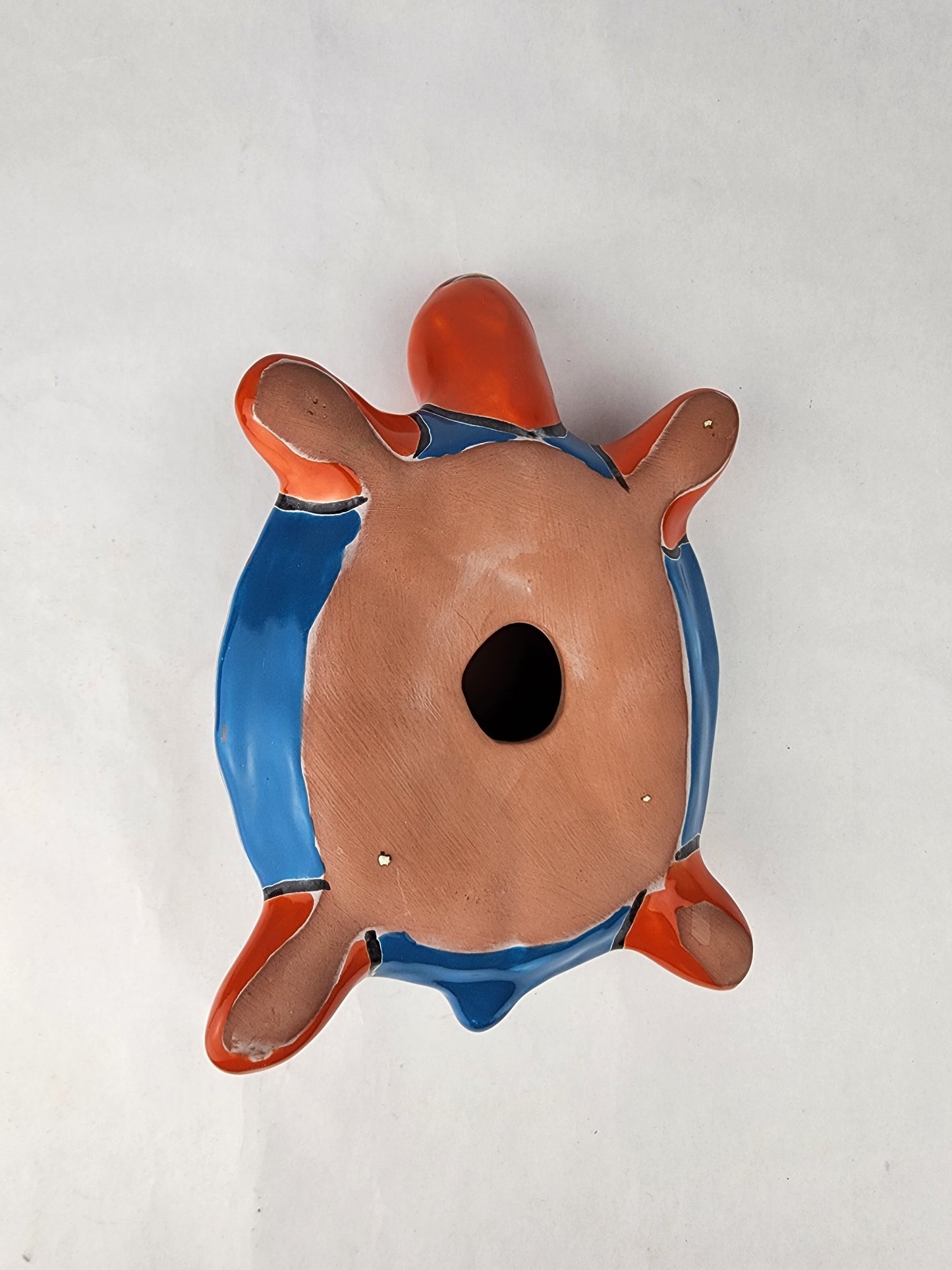 Red Orange Talavera-Style Turtle Figurine 9.5" – Mexican Folk Art Accent