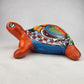 Red Orange Talavera-Style Turtle Figurine 11" – Mexican Folk Art Décor