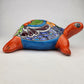 Red Orange Talavera-Style Turtle Figurine 11" – Mexican Folk Art Décor