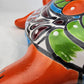 Red Orange Talavera-Style Turtle Figurine 11" – Mexican Folk Art Décor