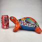 Red Orange Talavera-Style Turtle Figurine 11" – Mexican Folk Art Décor