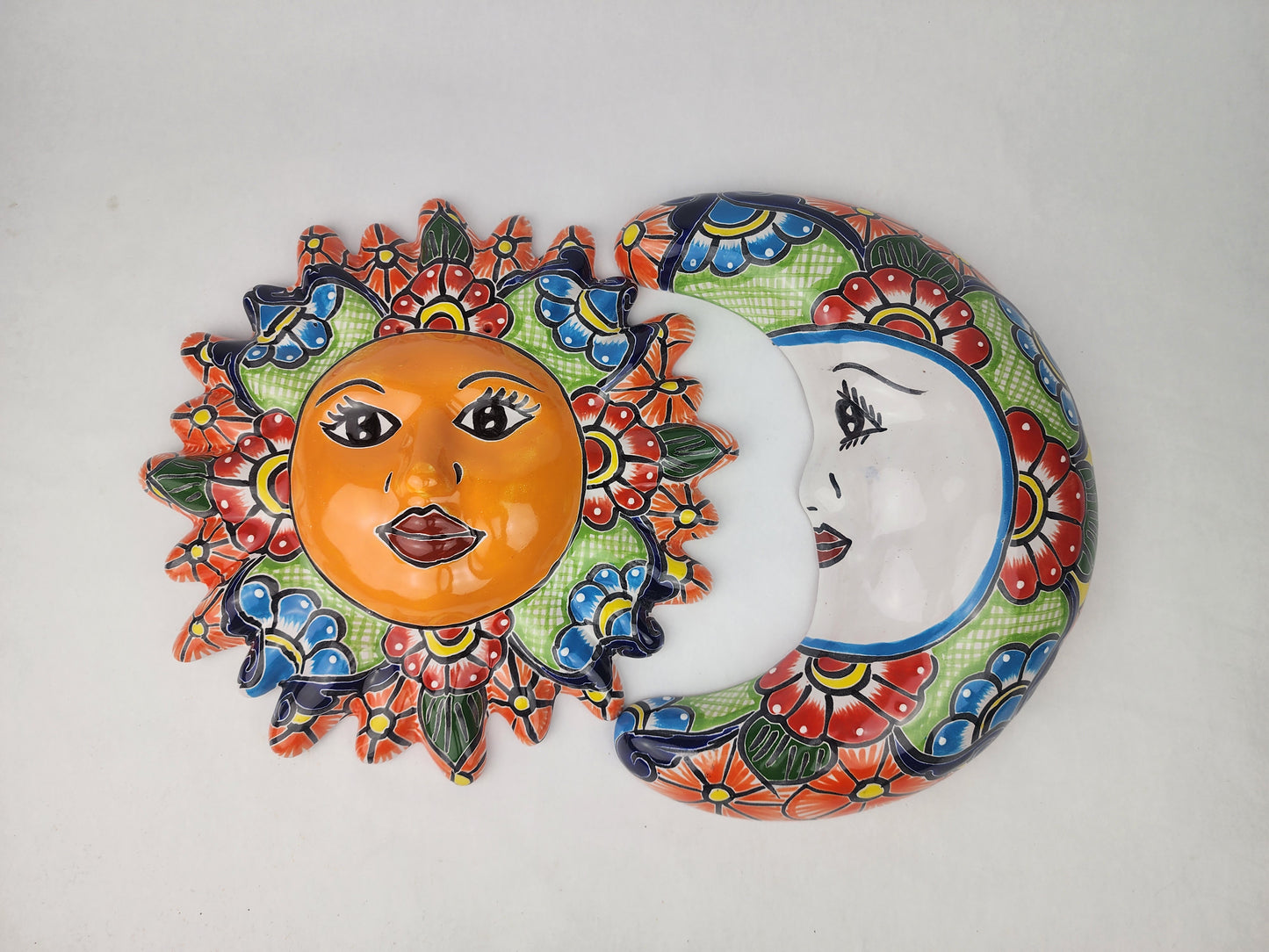Talavera Sun & Moon Wall Décor Set – Mexican Folk Art Collection
