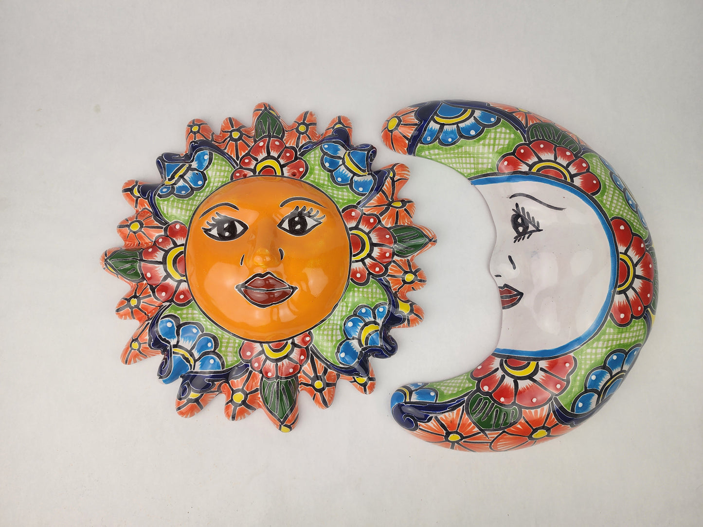 Talavera Sun & Moon Wall Décor Set – Mexican Folk Art Collection