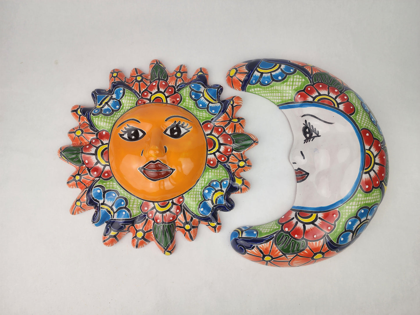 Talavera Sun & Moon Wall Décor Set – Mexican Folk Art Collection