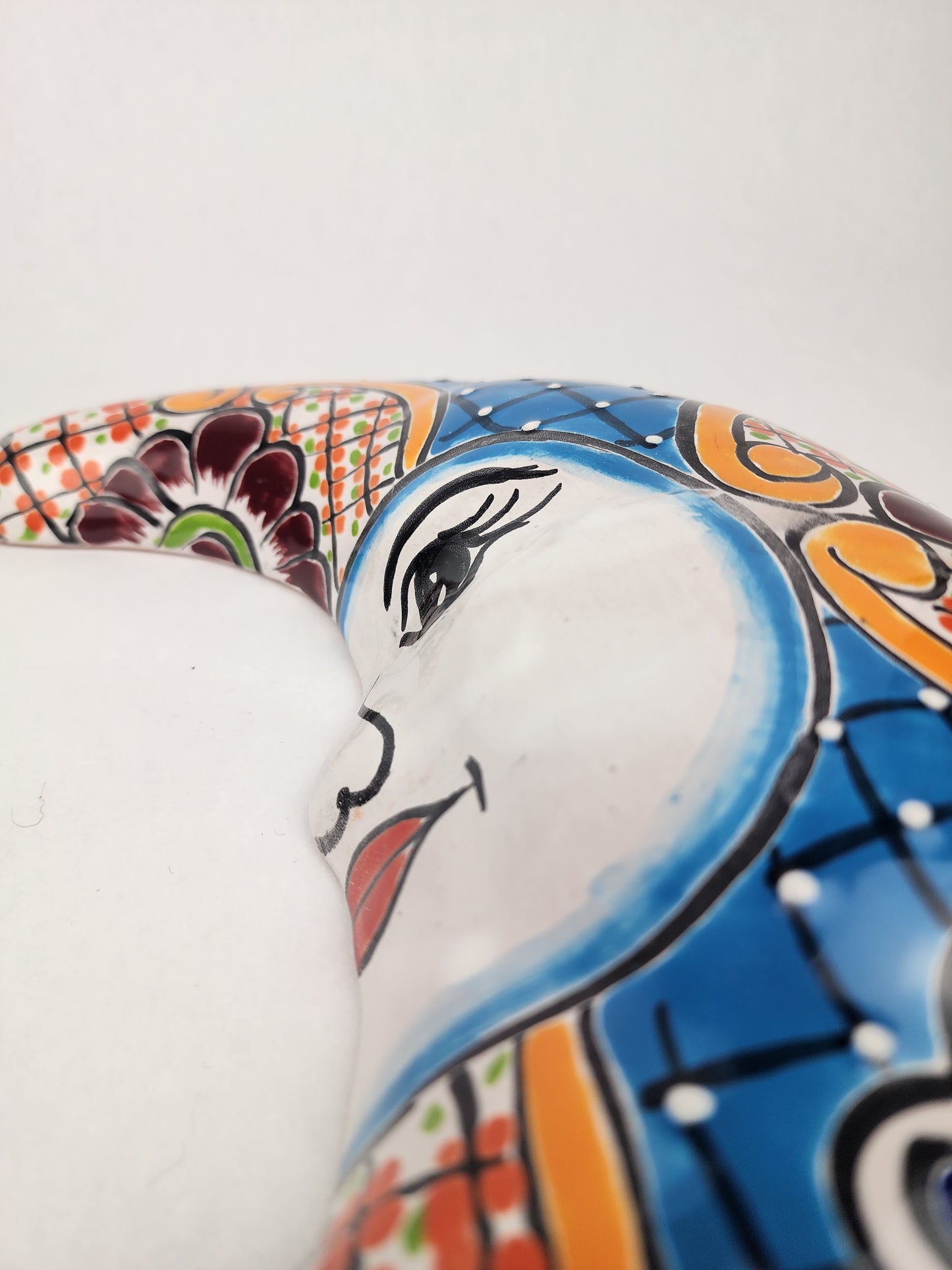 Blue Talavera Moon Wall Décor – Mexican Folk Art Accent