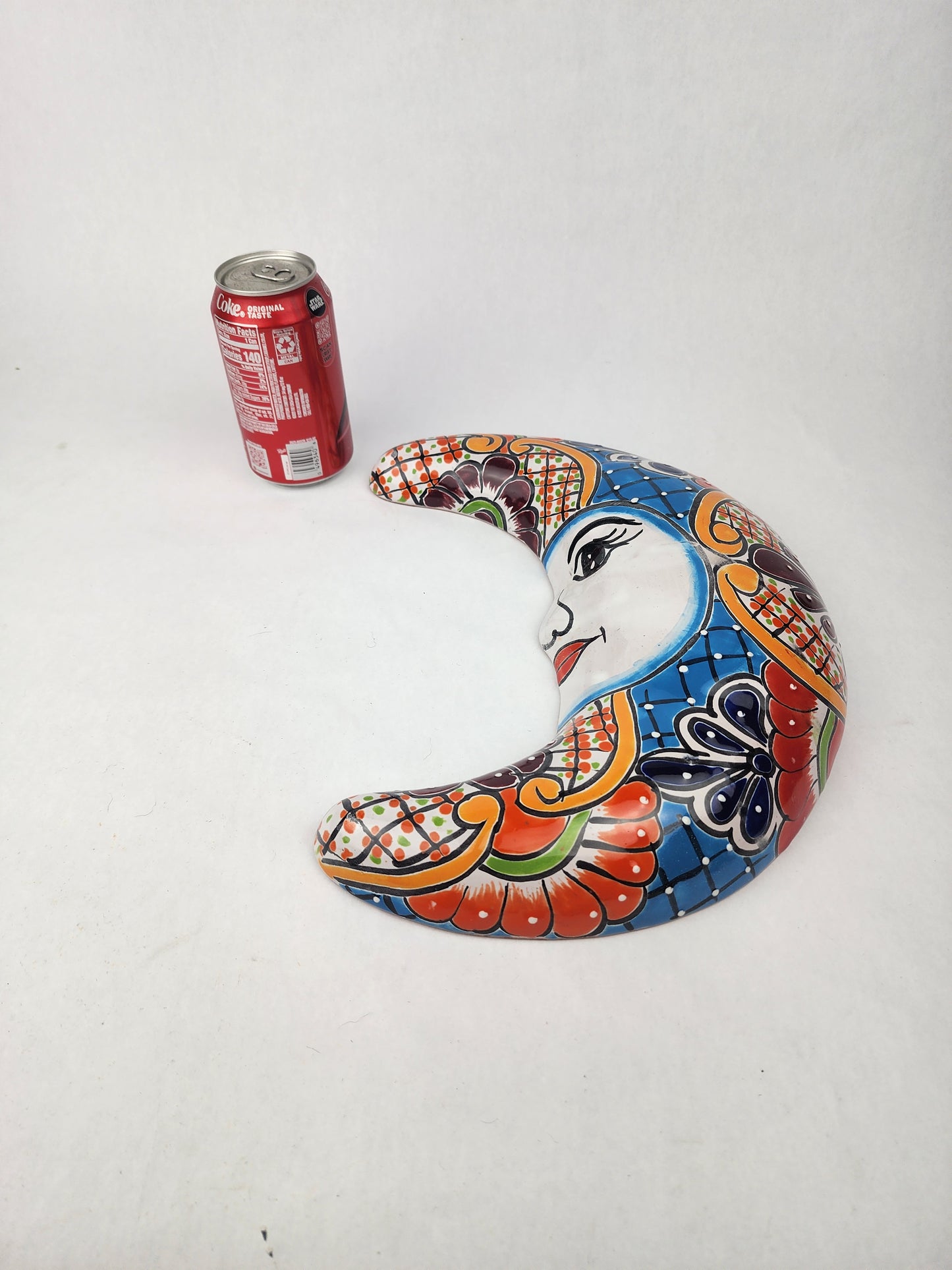 Blue Talavera Moon Wall Décor – Mexican Folk Art Accent