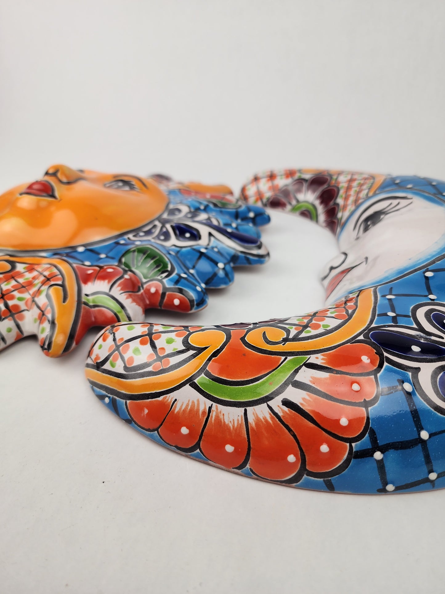 Blue Talavera Sun & Moon Wall Décor Set – Mexican Folk Art Collection