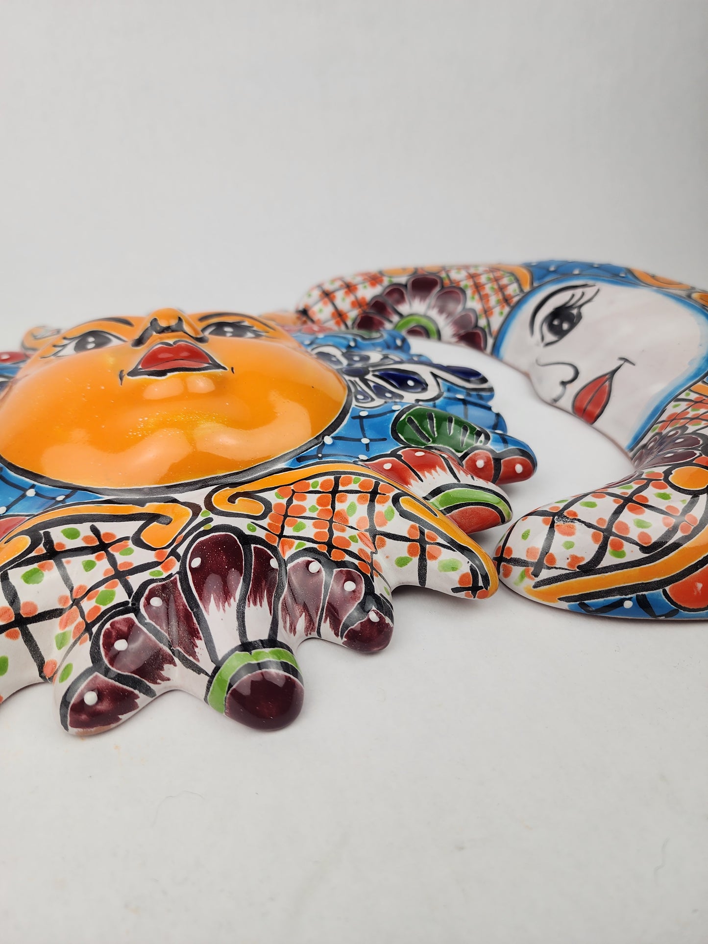 Blue Talavera Sun & Moon Wall Décor Set – Mexican Folk Art Collection