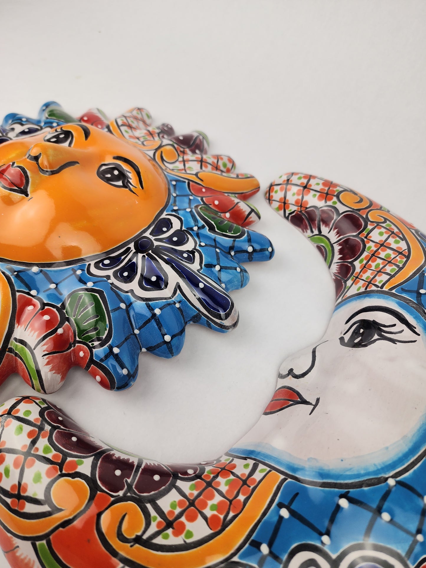 Blue Talavera Sun & Moon Wall Décor Set – Mexican Folk Art Collection