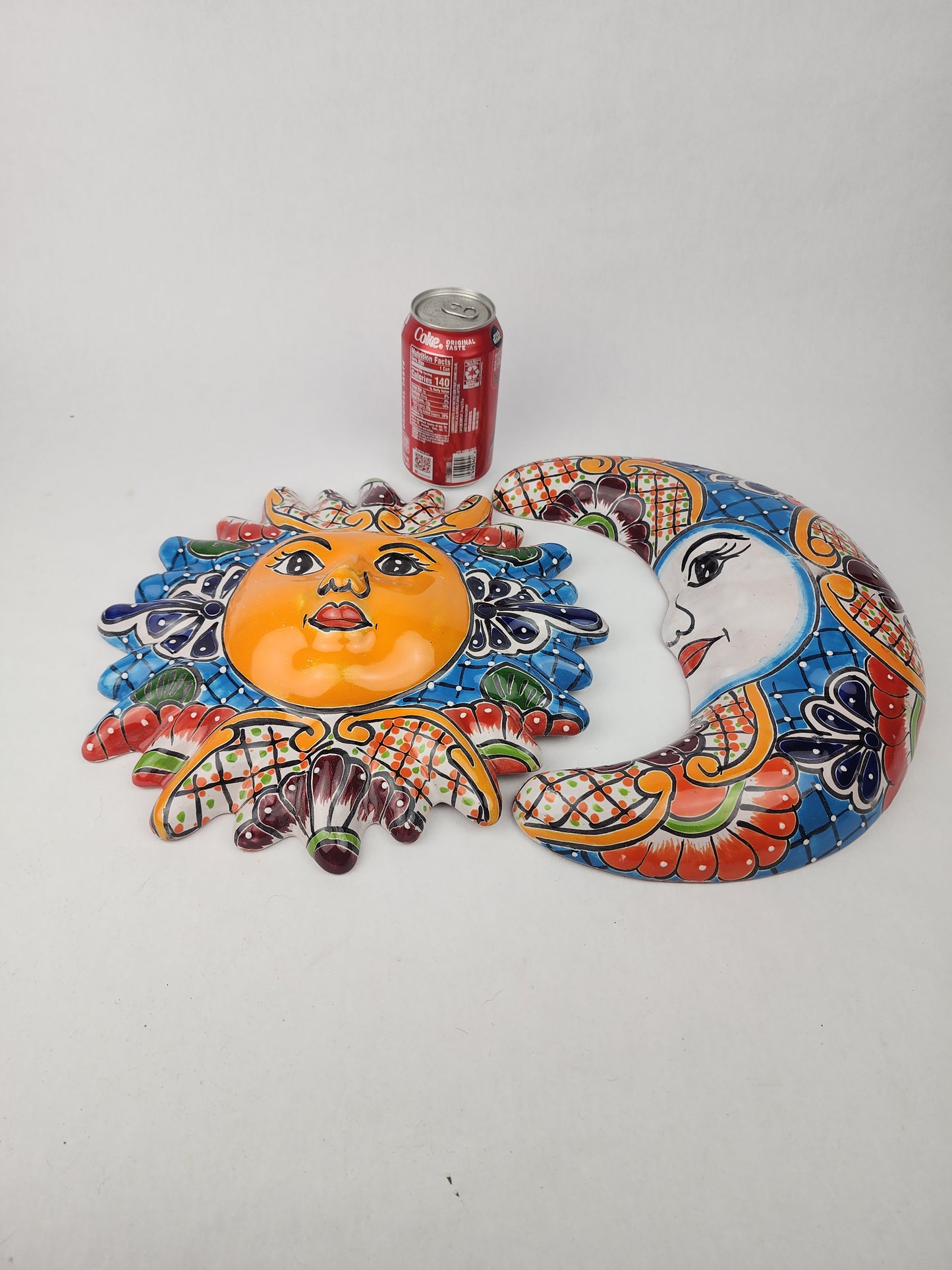 Blue Talavera Sun & Moon Wall Décor Set – Mexican Folk Art Collection