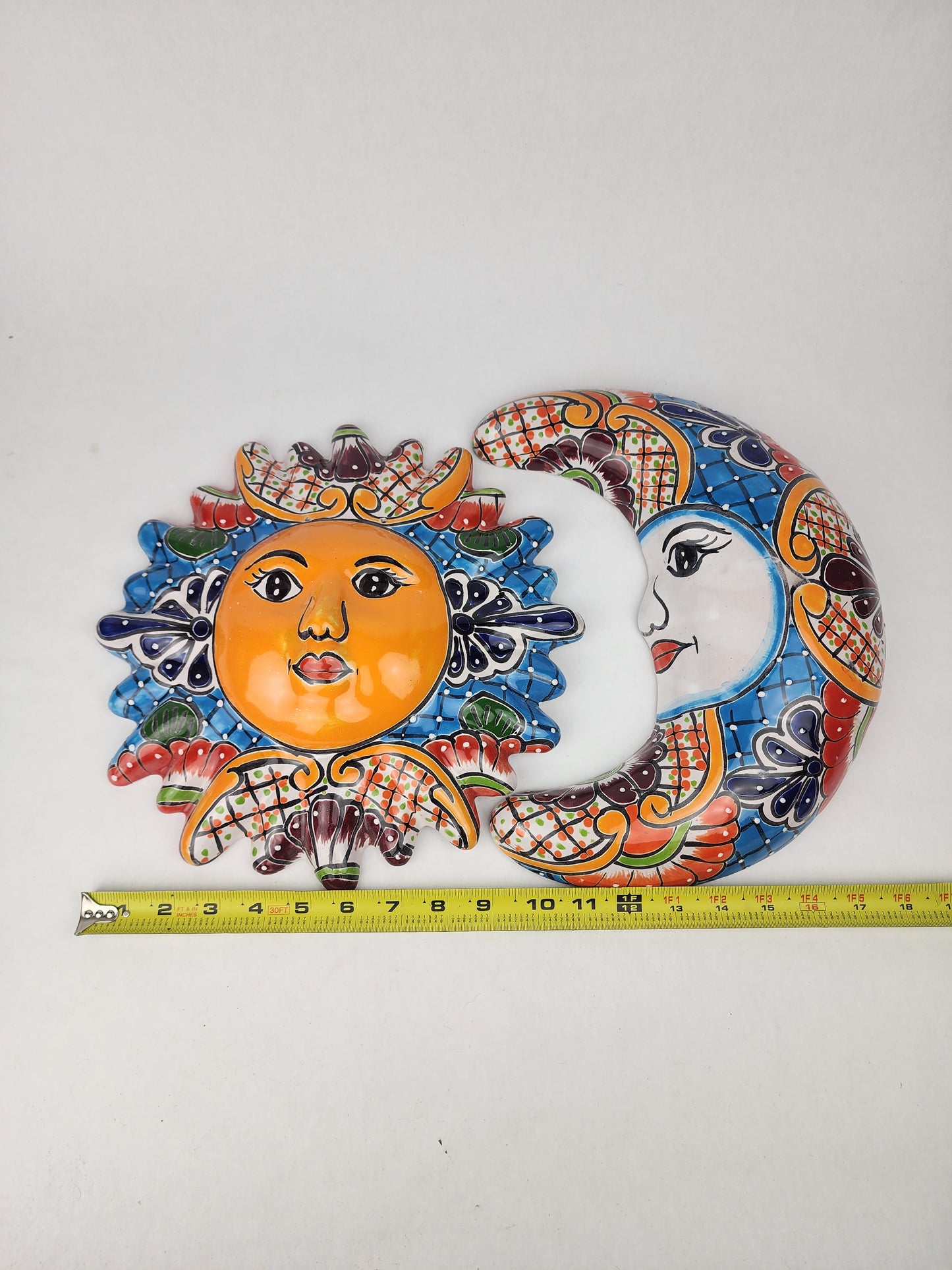 Blue Talavera Sun & Moon Wall Décor Set – Mexican Folk Art Collection