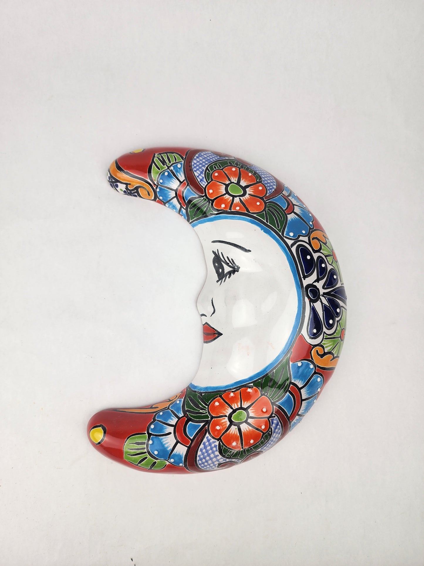 Red Talavera Moon Wall Décor – Mexican Folk Art Accent