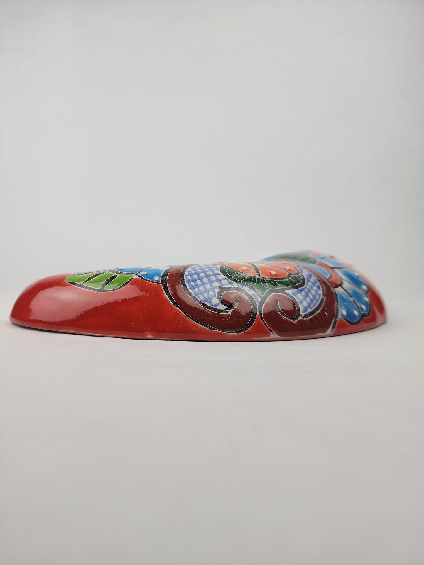 Red Talavera Moon Wall Décor – Mexican Folk Art Accent