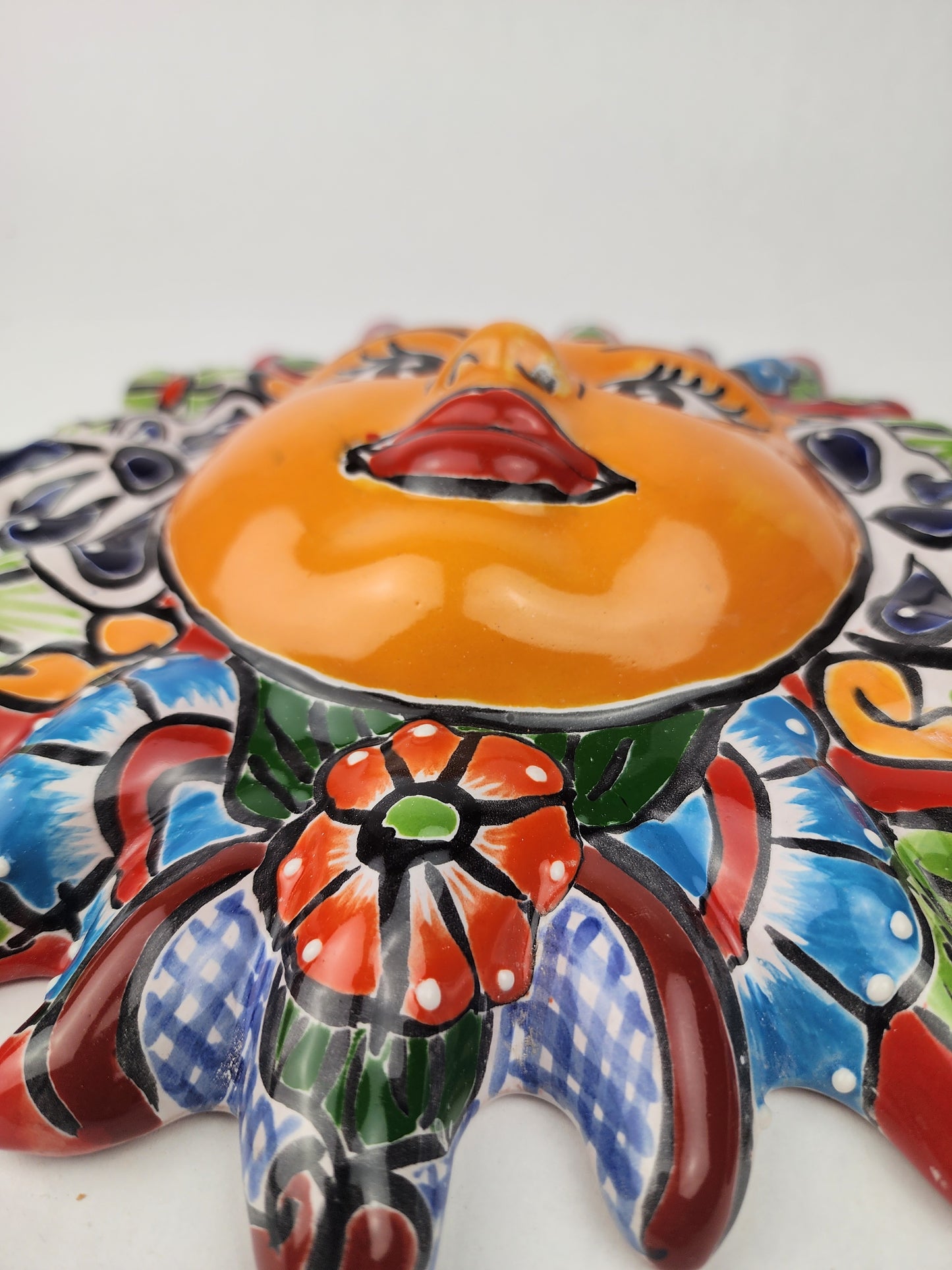 Red Talavera Sun Wall Décor – Mexican Folk Art Accent