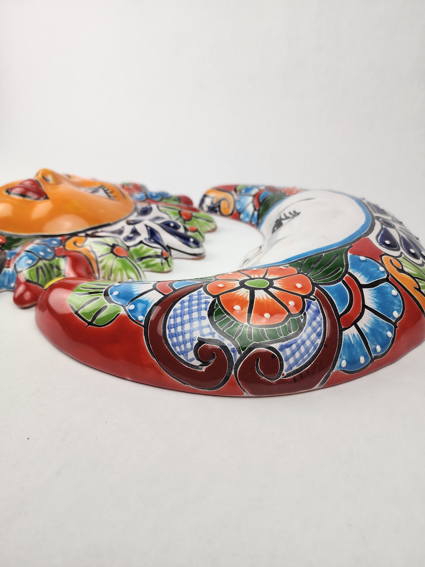 Red Talavera Sun & Moon Wall Décor Set – Mexican Folk Art Collection