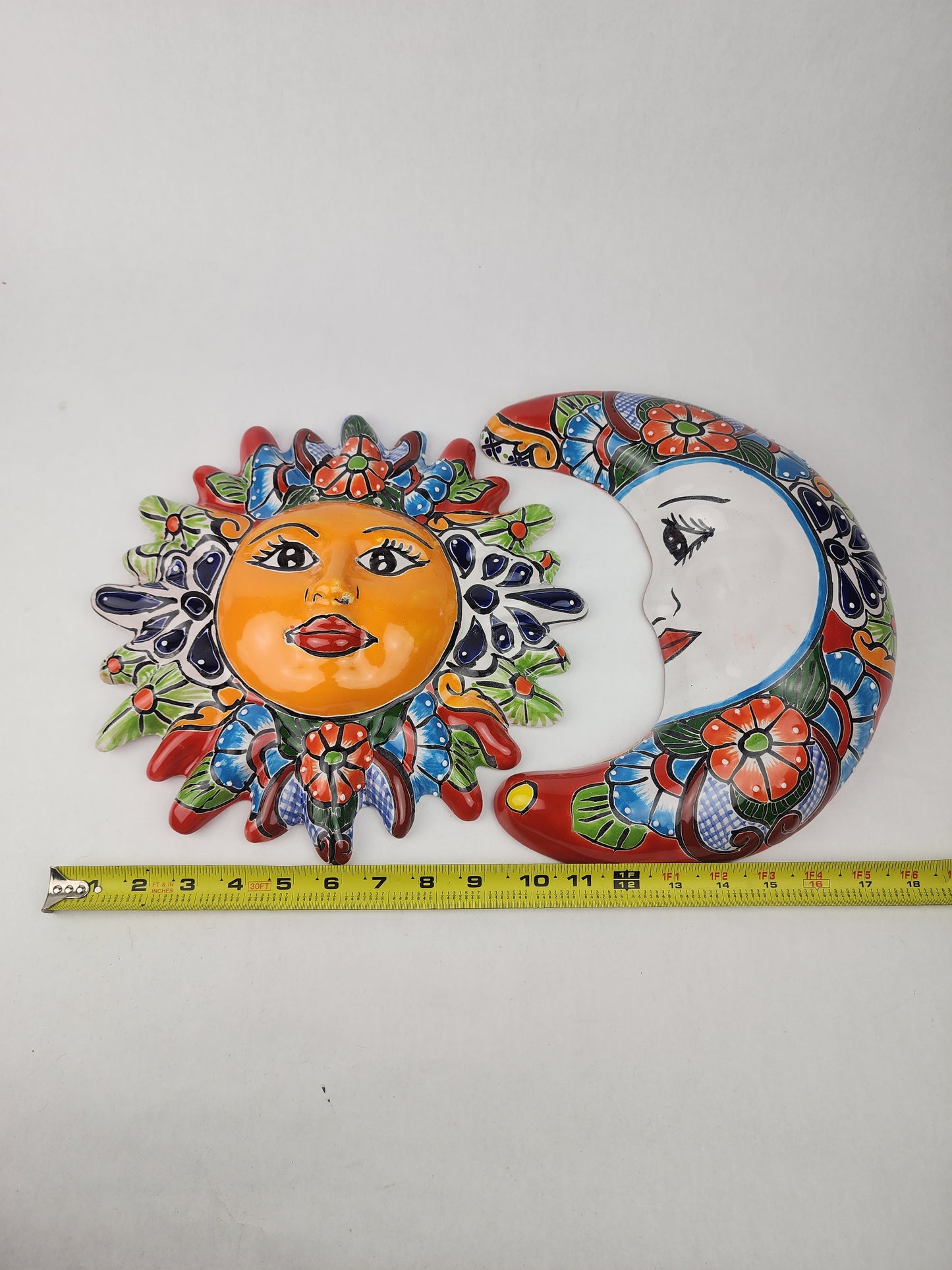 Red Talavera Sun & Moon Wall Décor Set – Mexican Folk Art Collection