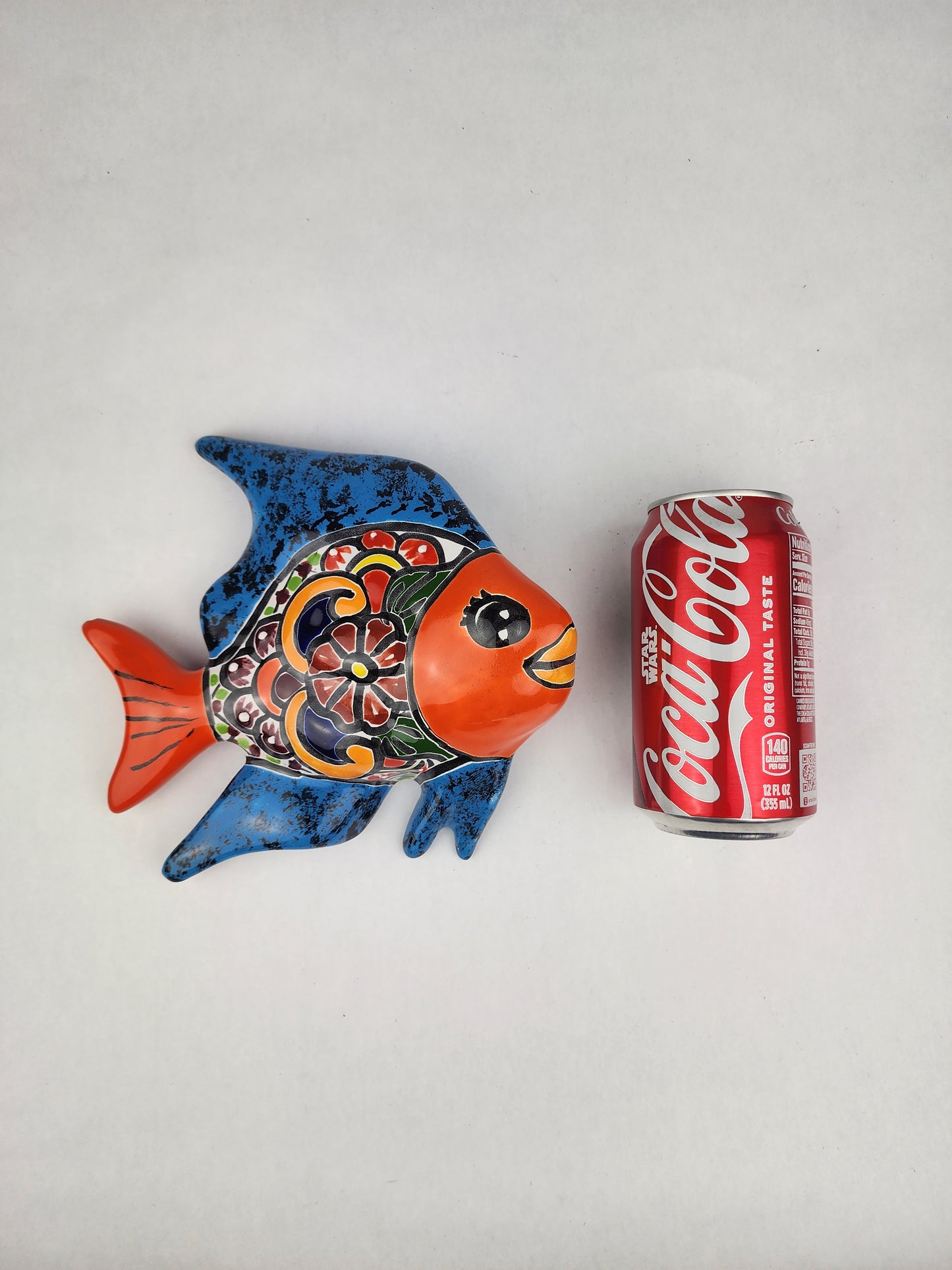 Blue & Orange Talavera-Style Fish Wall Décor 7.5" – Mexican Ceramic Folk Art