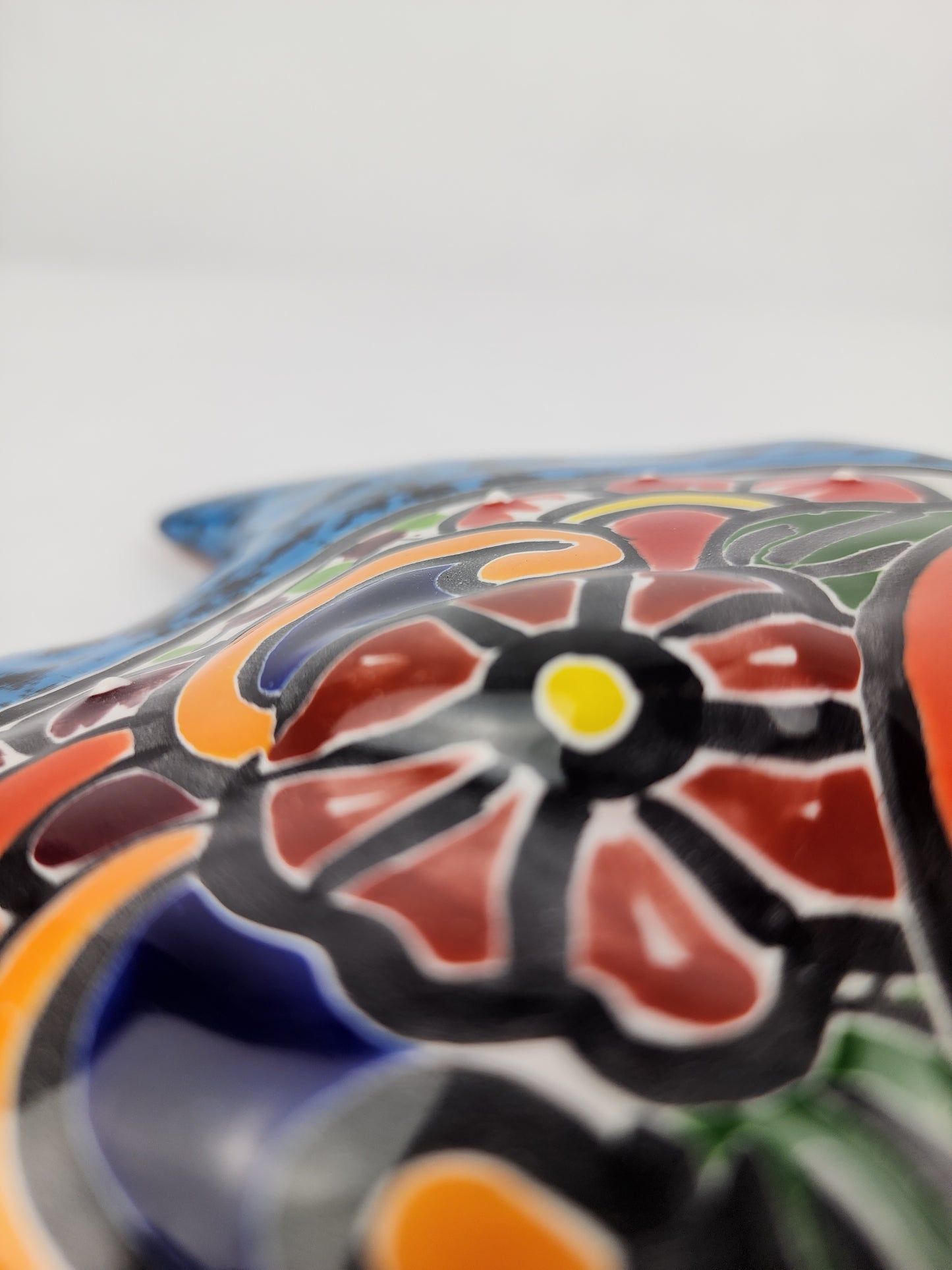 Blue & Orange Talavera-Style Fish Wall Décor 7.5" – Mexican Ceramic Folk Art