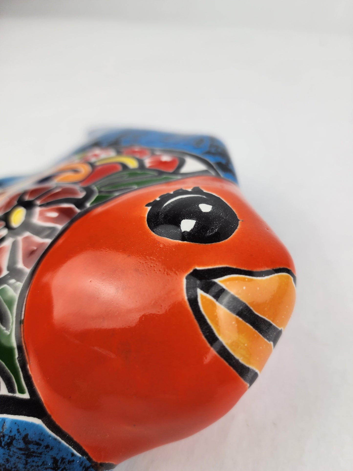 Blue & Orange Talavera-Style Fish Wall Décor 7.5" – Mexican Ceramic Folk Art