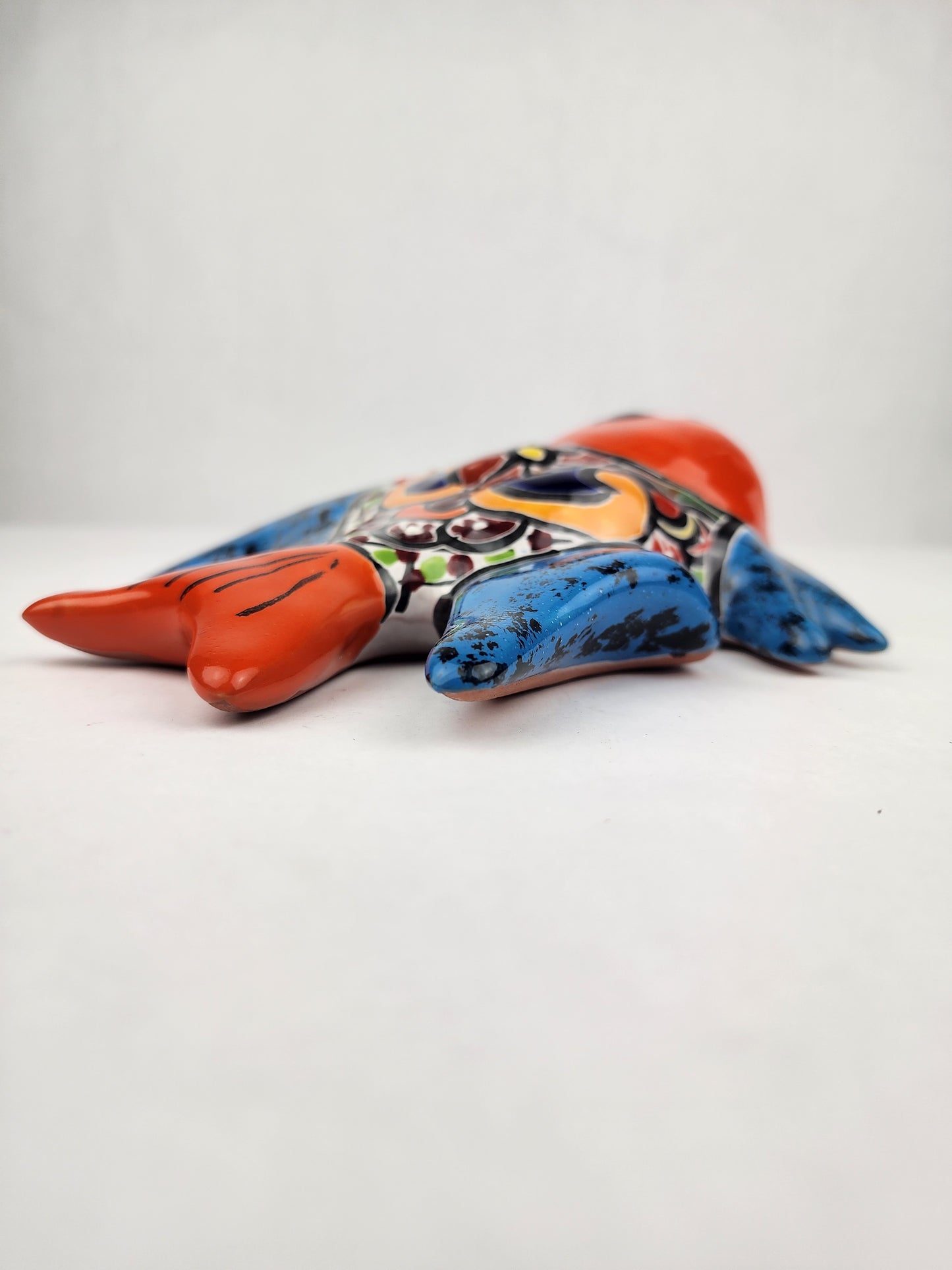 Blue & Orange Talavera-Style Fish Wall Décor 7.5" – Mexican Ceramic Folk Art