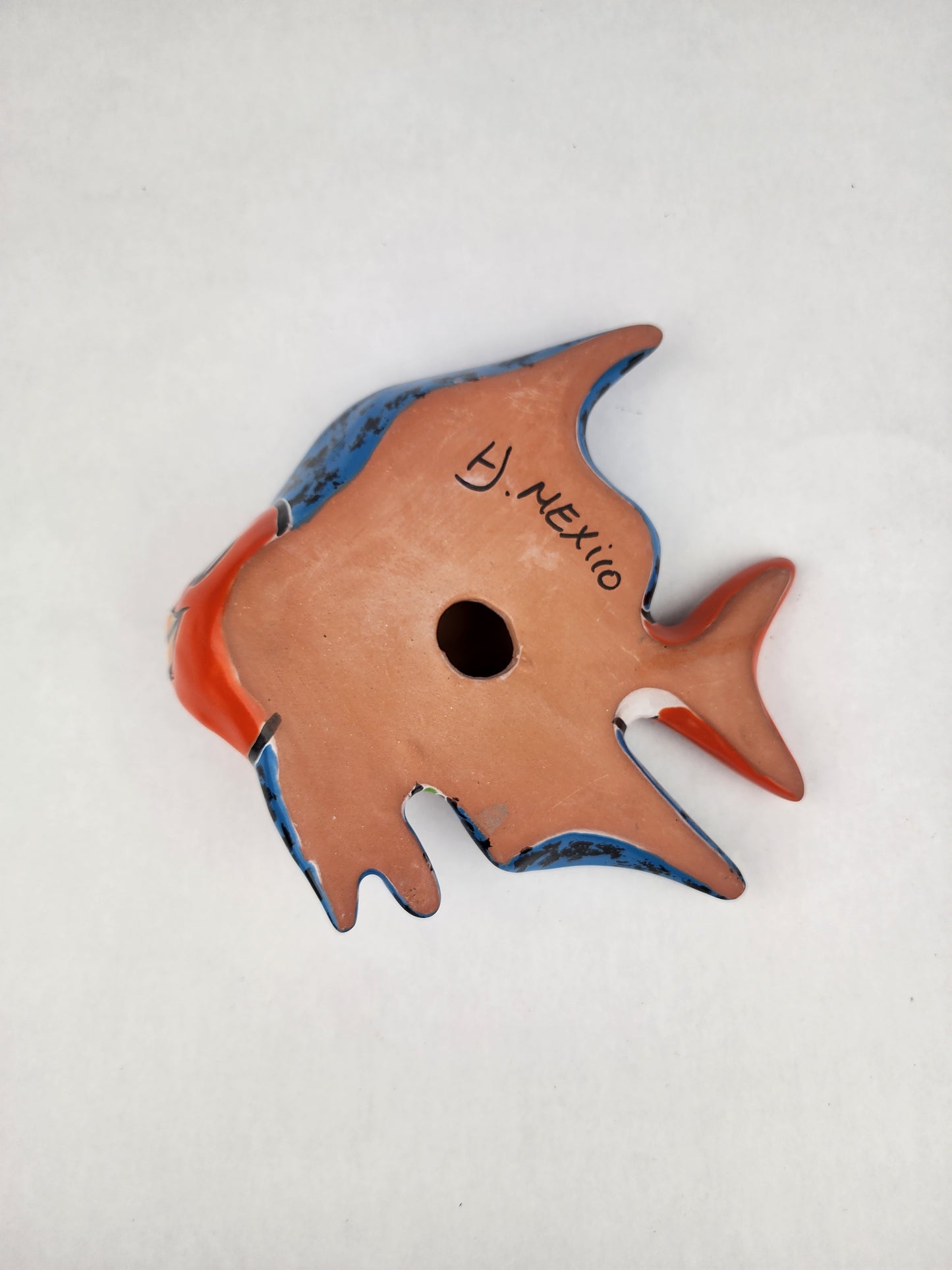 Blue & Orange Talavera-Style Fish Wall Décor 7.5" – Mexican Ceramic Folk Art