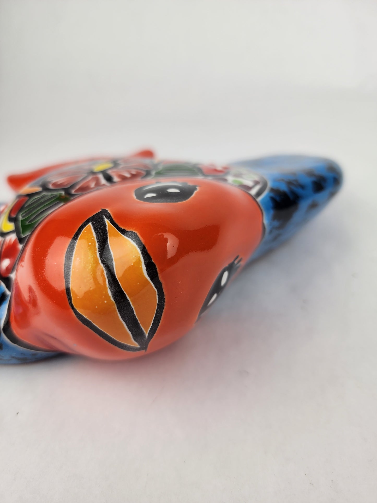 Blue & Orange Talavera-Style Fish Wall Décor 9.5" – Mexican Ceramic Folk Art
