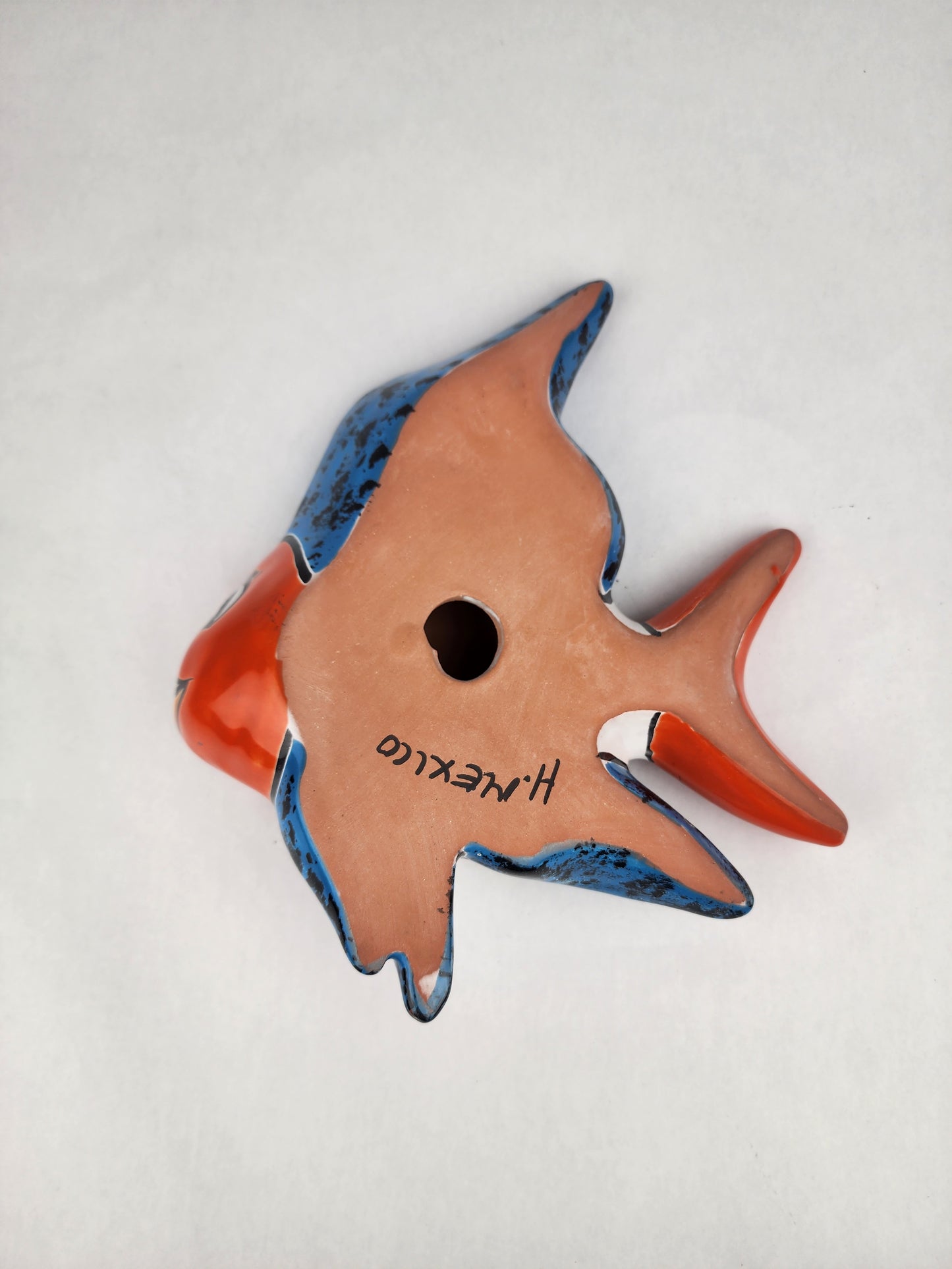 Blue & Orange Talavera-Style Fish Wall Décor 9.5" – Mexican Ceramic Folk Art