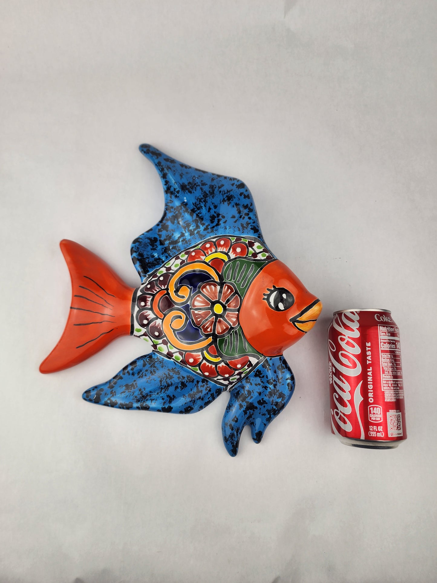 Blue Talavera-Style Fish Wall Décor 13" – Mexican Ceramic Folk Art